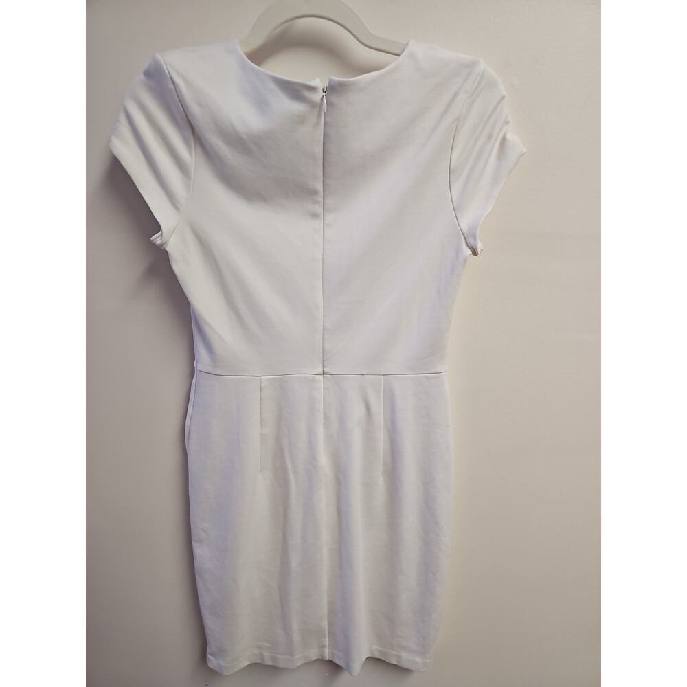 Express Women's Ivory Fitted Twisted Knot Dress Zip Up Back Knee Length Size PS - Picture 6 of 7